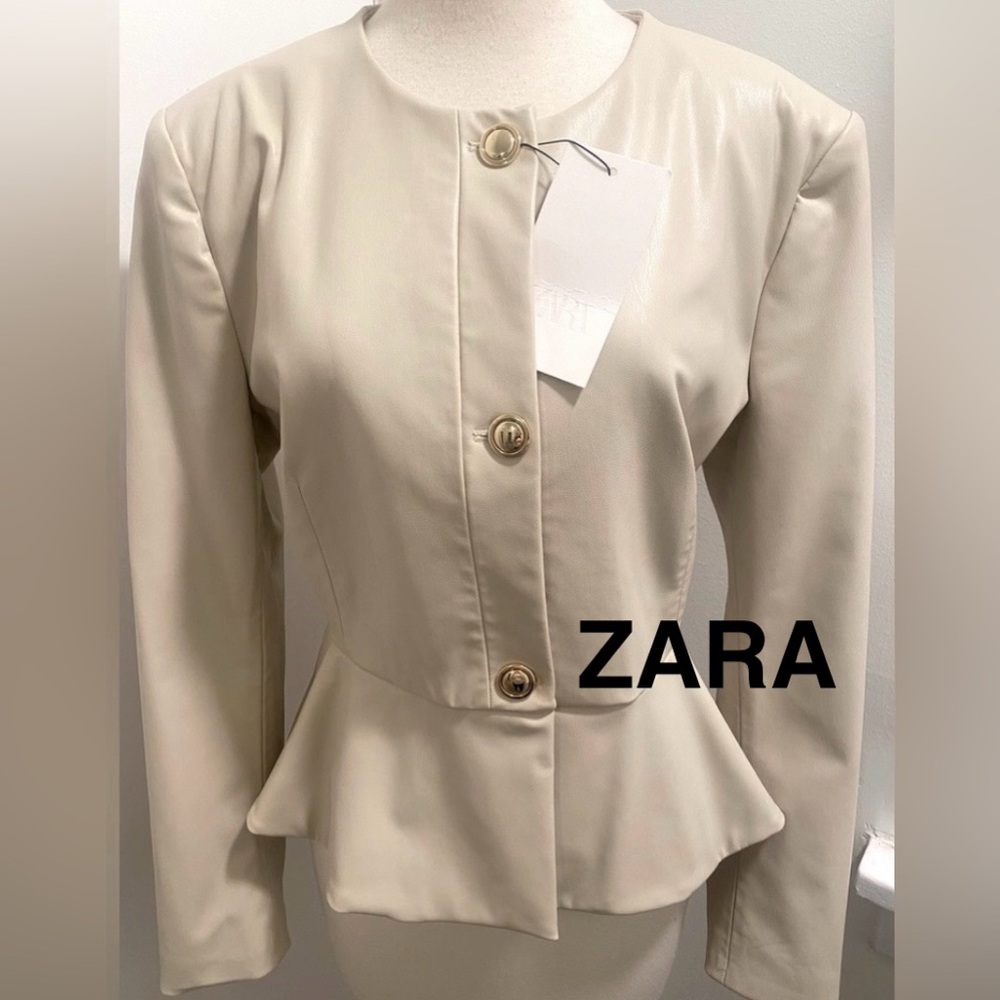ZARA Cream Peplum Blazer/Jacket - Size XL (12) - NEW